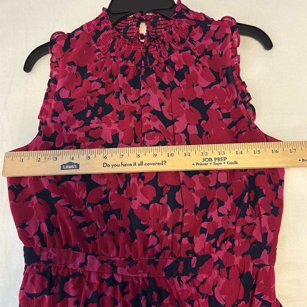 J. Crew Factory Red and Black Ruffled Sheath Dress - Picture 9 of 11